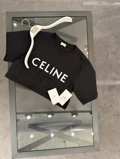 Celine Siyah Crop Tshirt