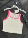 Celine Pink Beyaz Crop Atlet