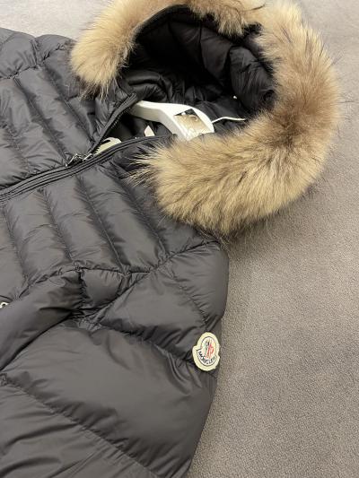 Moncler Siyah Şişme Kürklü Uzun Mont