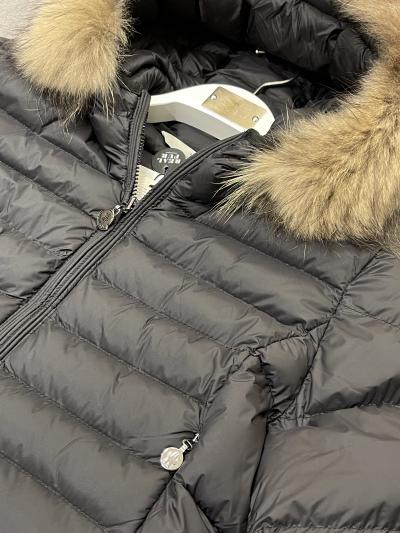 Moncler Siyah Şişme Kürklü Uzun Mont