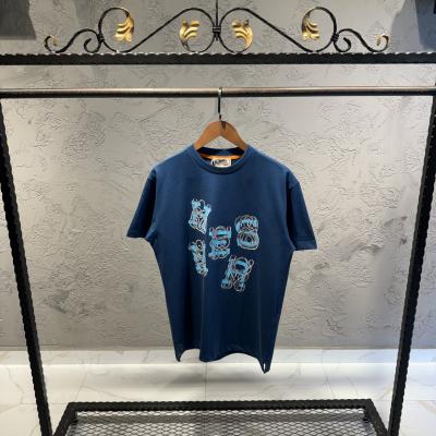 Hermes Baskılı Mavi Tshirt