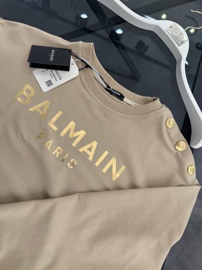 Balmain Gold Düğmeli Krem Sweatshirt