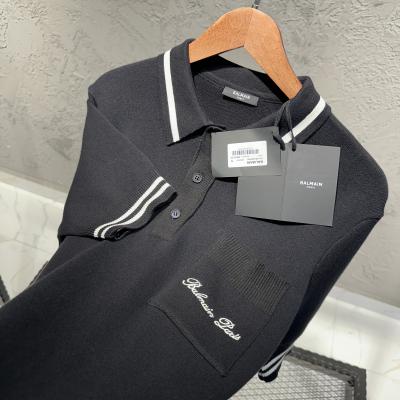 Balmain Çizgi Detaylı Siyah Polo Yaka