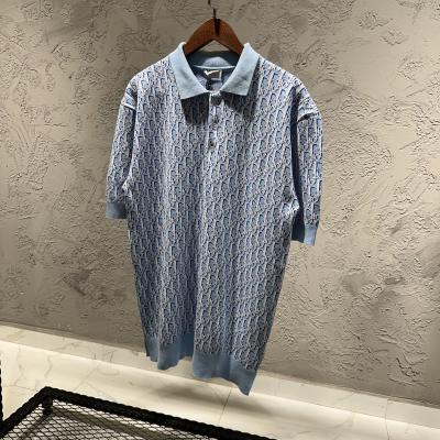 Dior Mavi Desenli Polo Yaka Tshirt