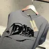 Dior Grey Baskılı Basic Tshirt