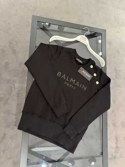 Balmain Siyah Gold Düğmeli Sweatshirt