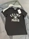 Celine Baskı Detaylı Siyah Tshirt