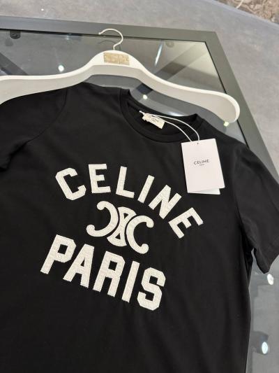 Celine Baskı Detaylı Siyah Tshirt