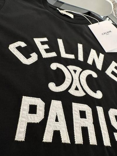 Celine Baskı Detaylı Siyah Tshirt