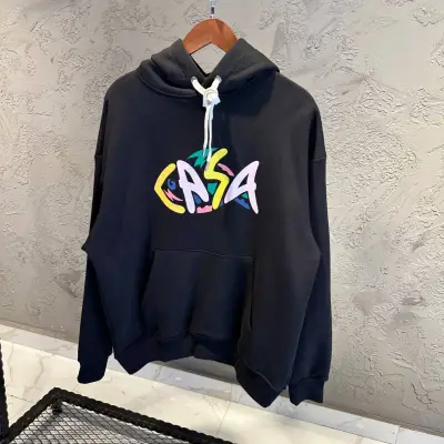 CasaBlanca Baskılı Siyah Hoodie