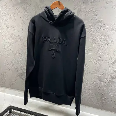 Prada Siyah Nakış Detaylı Hoodie