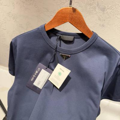 Prada Logo Detaylı Lacivert Tshirt