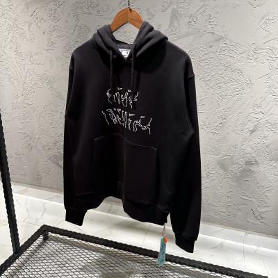 Off White Siyah Baskılı Hoodie