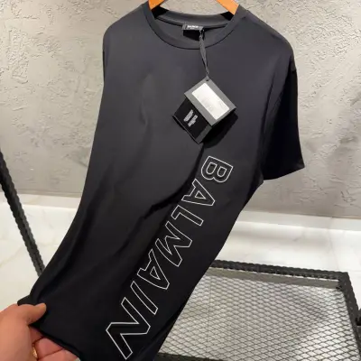 Balmain Baskılı Siyah Tshirt