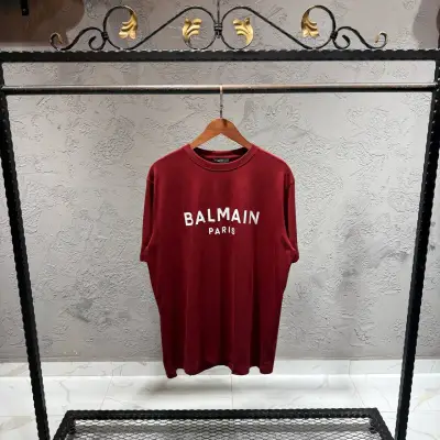 Balmain Baskılı Kırmızı Tshirt