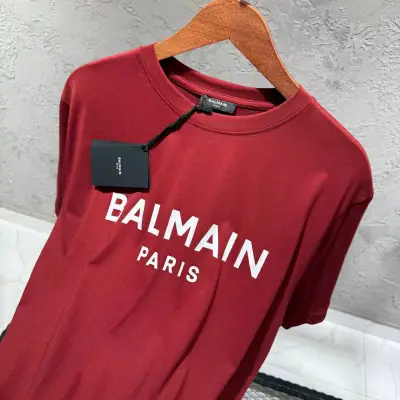 Balmain Baskılı Kırmızı Tshirt