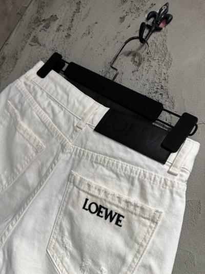 Loewe Logo Detaylı Beyaz Kot Şort